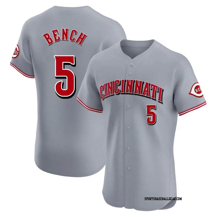 Johnny Bench Men's Cincinnati Reds Gray Elite Road Jersey