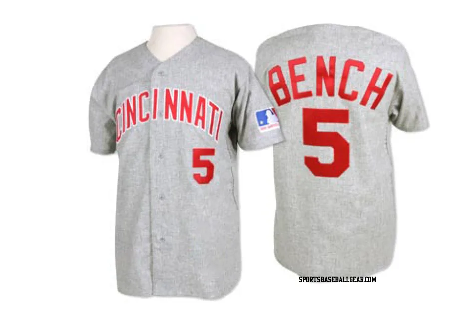Johnny Bench Men's Cincinnati Reds Grey Authentic 1969 Throwback Jersey