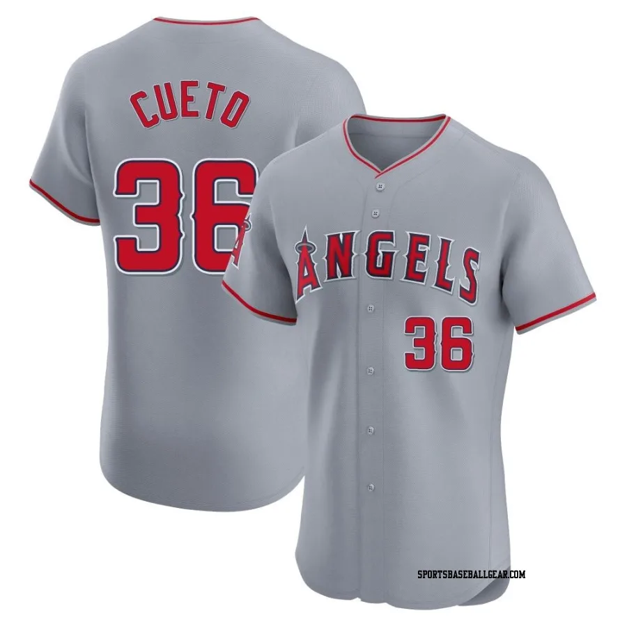 Johnny Cueto Men's Los Angeles Angels Gray Elite Road Jersey
