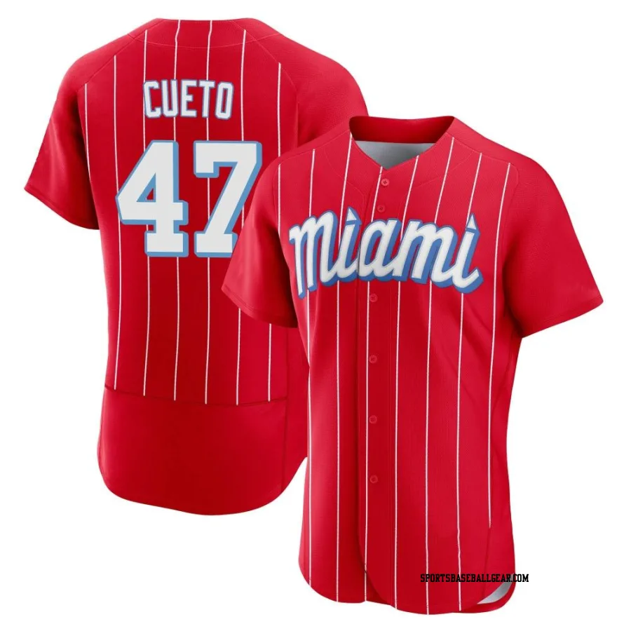 Johnny Cueto Men's Miami Marlins Red Authentic 2021 City Connect Jersey