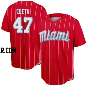 Johnny Cueto Youth Miami Marlins Red Replica 2021 City Connect Jersey