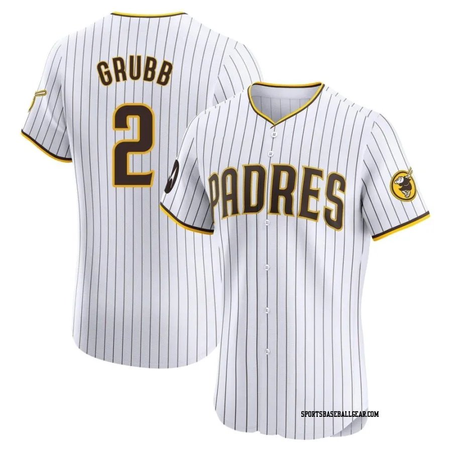 Johnny Grubb Men's San Diego Padres White Elite Home Patch Jersey
