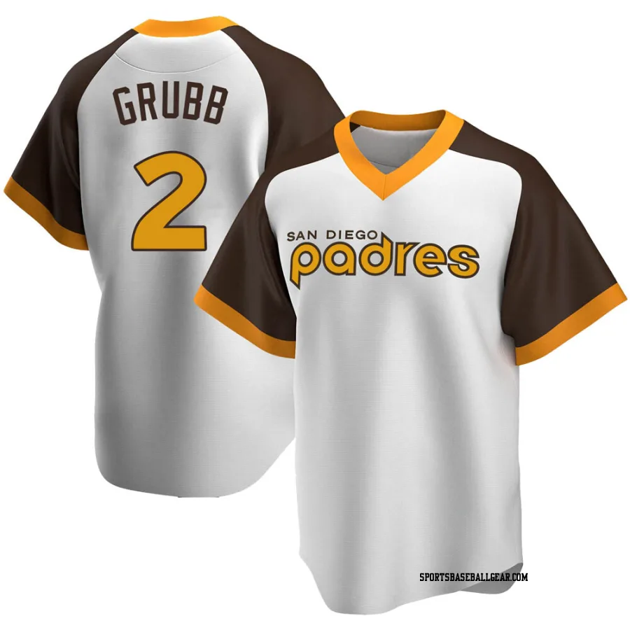 Johnny Grubb Men's San Diego Padres White Replica Home Cooperstown Collection Jersey