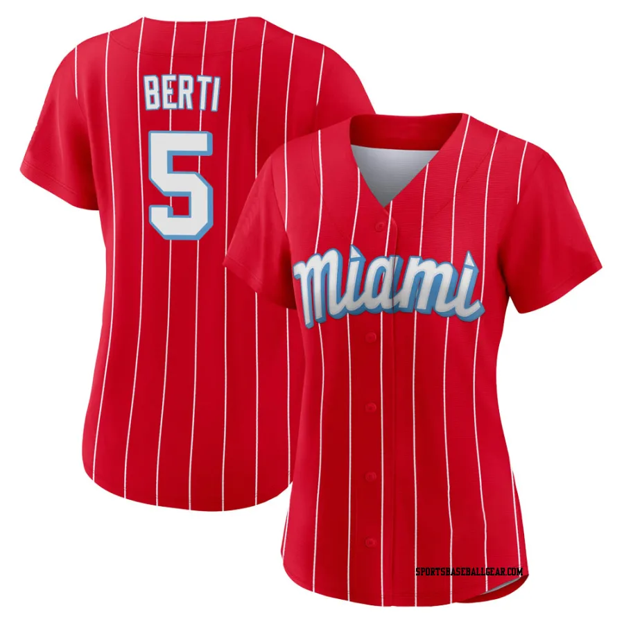 Jon Berti Women's Miami Marlins Red Authentic 2021 City Connect Jersey