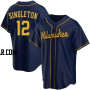 Jon Singleton Youth Milwaukee Brewers Navy Replica Alternate Jersey