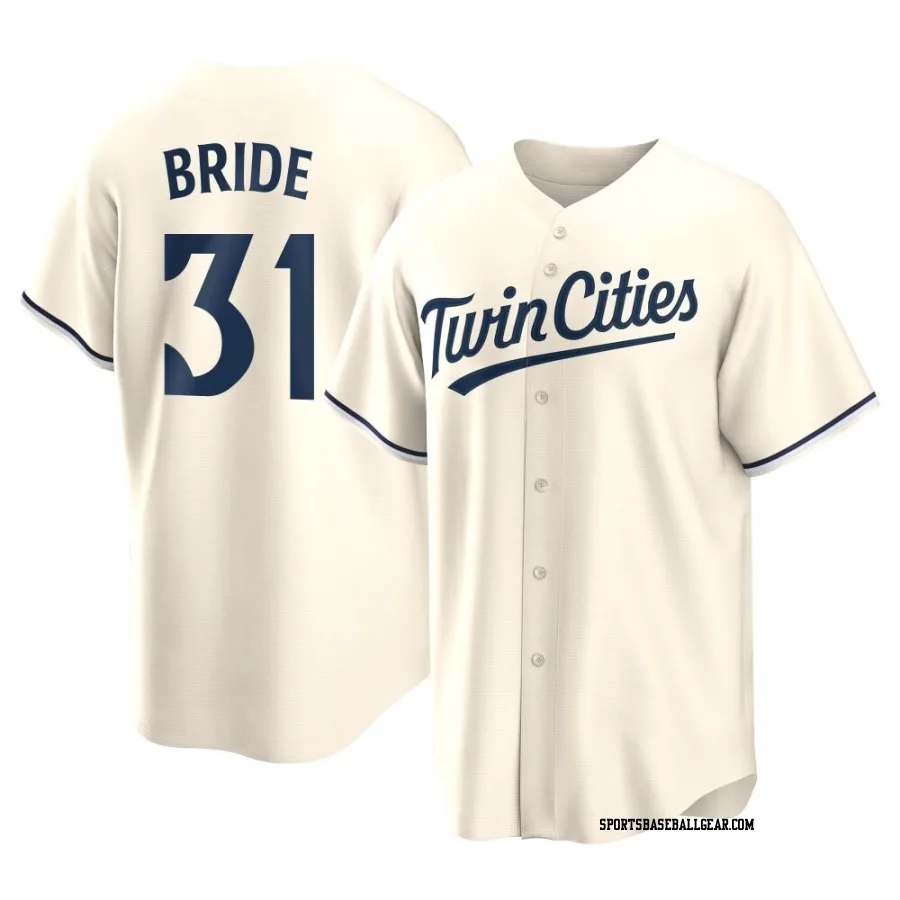 Jonah Bride Men's Minnesota Twins Cream Replica Alternate Jersey