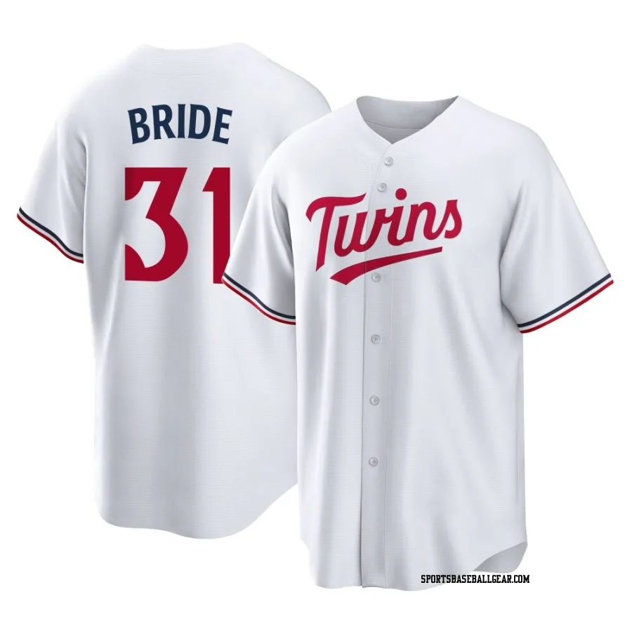 Jonah Bride Men's Minnesota Twins White Replica Home Jersey