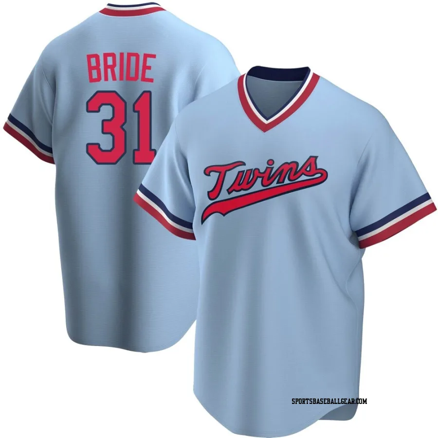 Jonah Bride Youth Minnesota Twins Light Blue Replica Road Cooperstown Collection Jersey