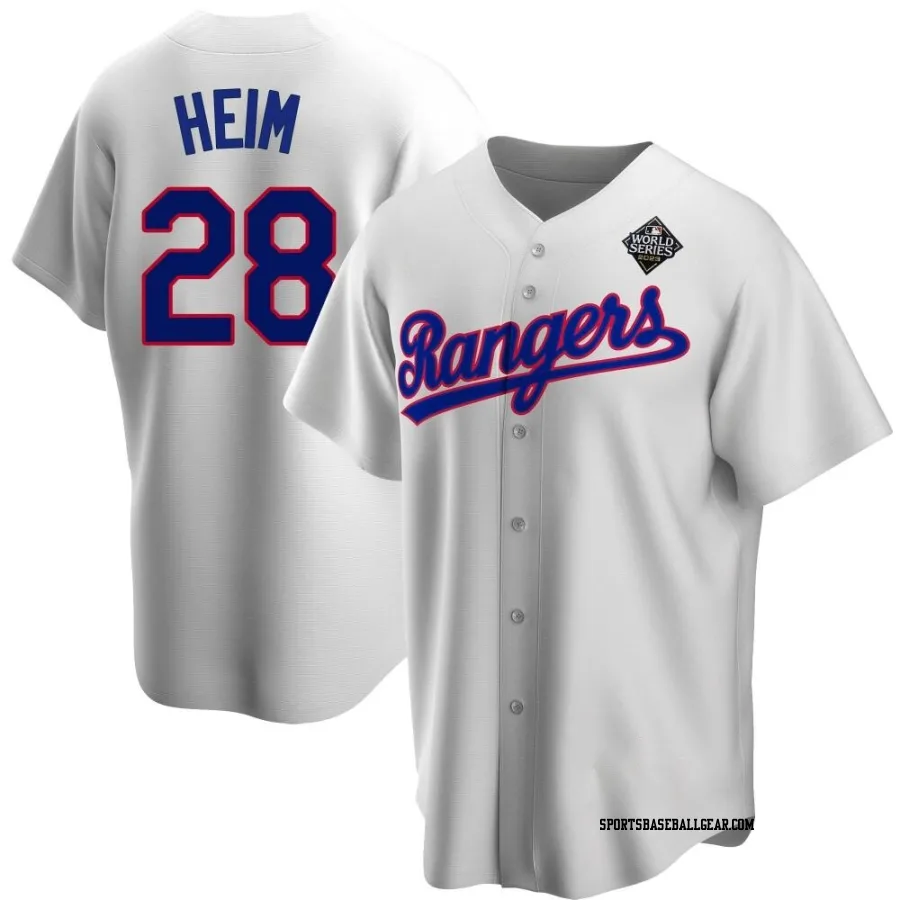 Jonah Heim Youth Texas Rangers White Replica Home Cooperstown Collection 2023 World Series Jersey