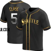 Jonatan Clase Youth Seattle Mariners Black Golden Replica Alternate Jersey