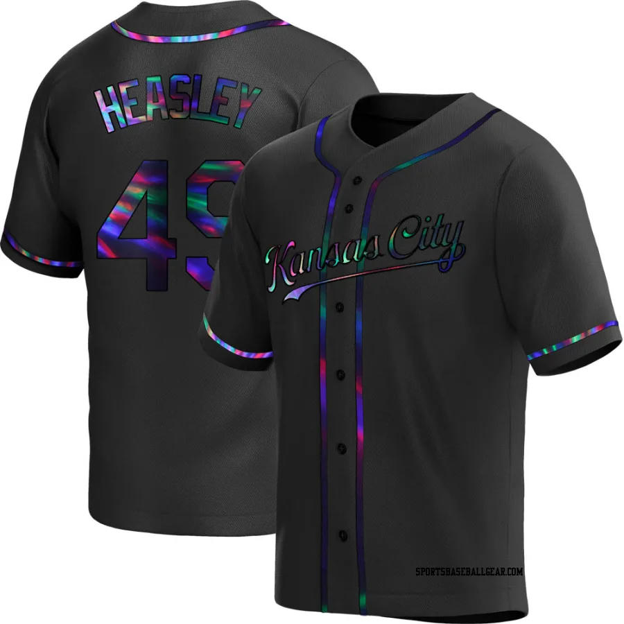 Jonathan Heasley Youth Kansas City Royals Black Holographic Replica Alternate Jersey