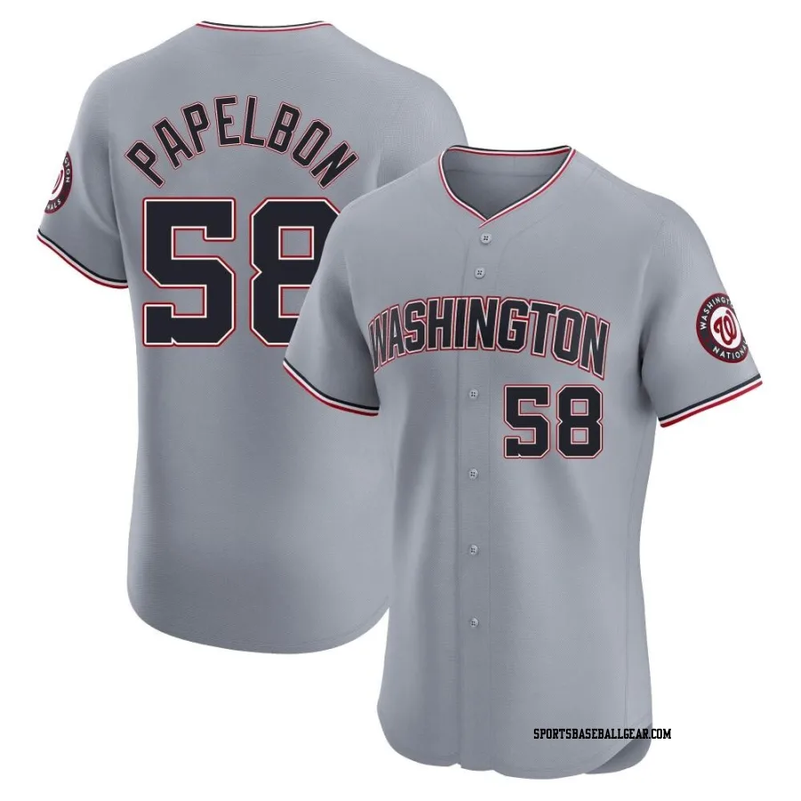 Jonathan Papelbon Men's Washington Nationals Gray Elite Road Jersey