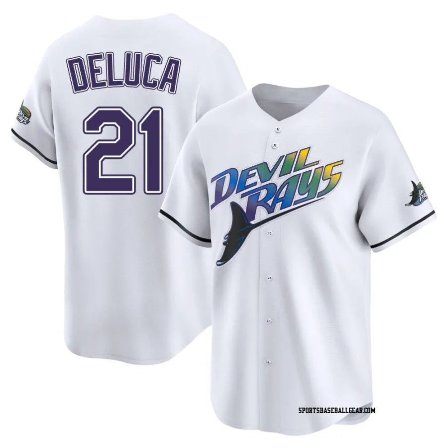 Jonny DeLuca Youth Tampa Bay Rays White Limited Throwback Cooperstown Jersey