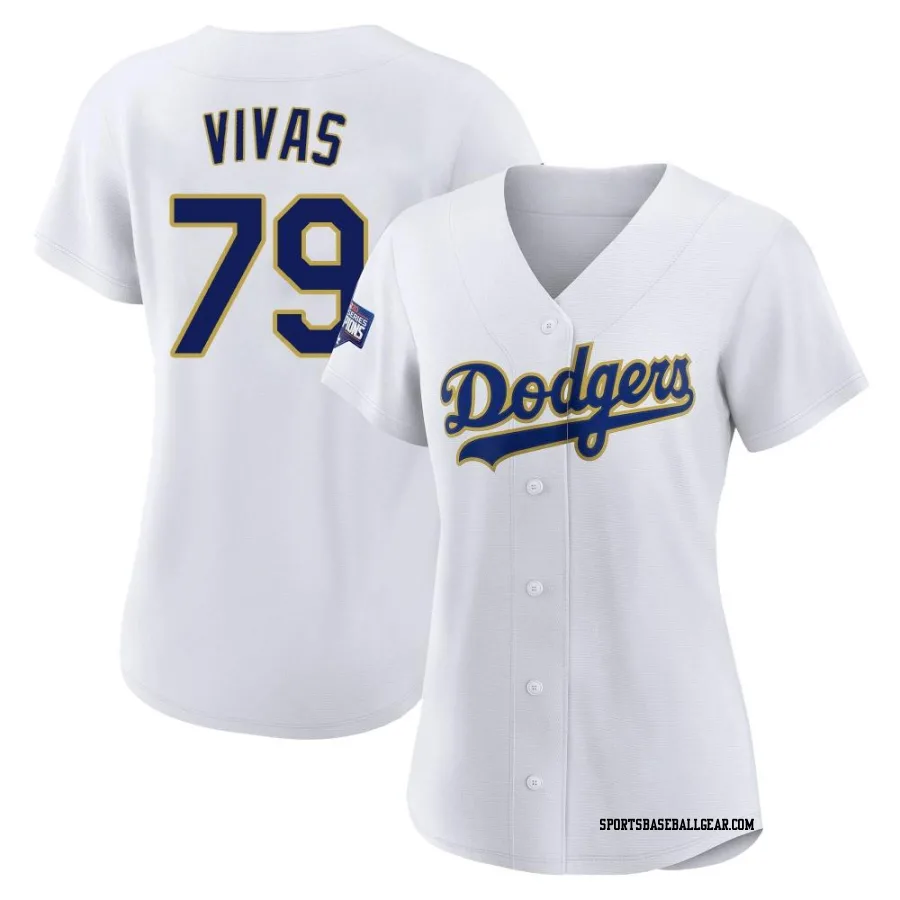 Jorbit Vivas Women's Los Angeles Dodgers White/Gold Authentic 2021 Gold Program Player Jersey