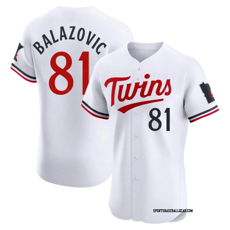Jordan Balazovic Men's Minnesota Twins White Elite Home Jersey