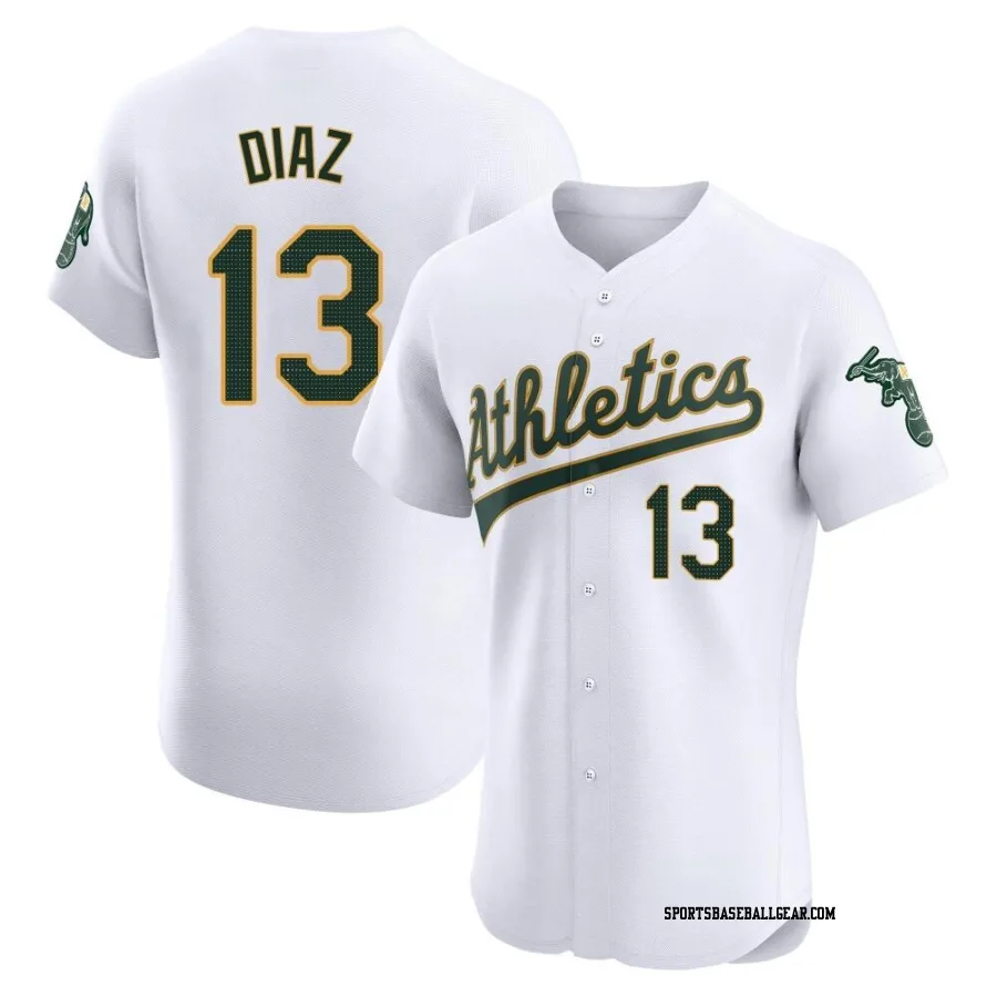 Jordan Diaz Men's Oakland Athletics White Elite Home Jersey