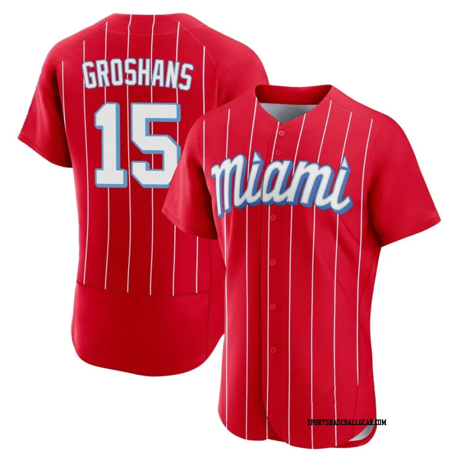 Jordan Groshans Men's Miami Marlins Red Authentic 2021 City Connect Jersey