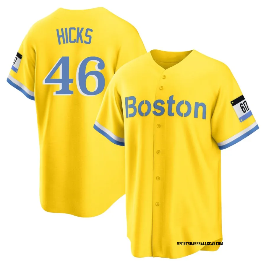 Jordan Hicks Youth Boston Red Sox Gold/Light Replica Blue 2021 City Connect Player Jersey