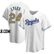 Jordan Lyles Men's Kansas City Royals Gold Replica White Home Jersey