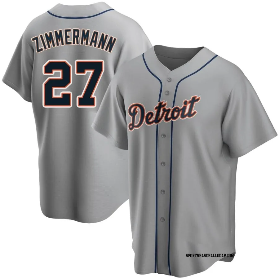 Jordan Zimmermann Men's Detroit Tigers Gray Replica Road Jersey