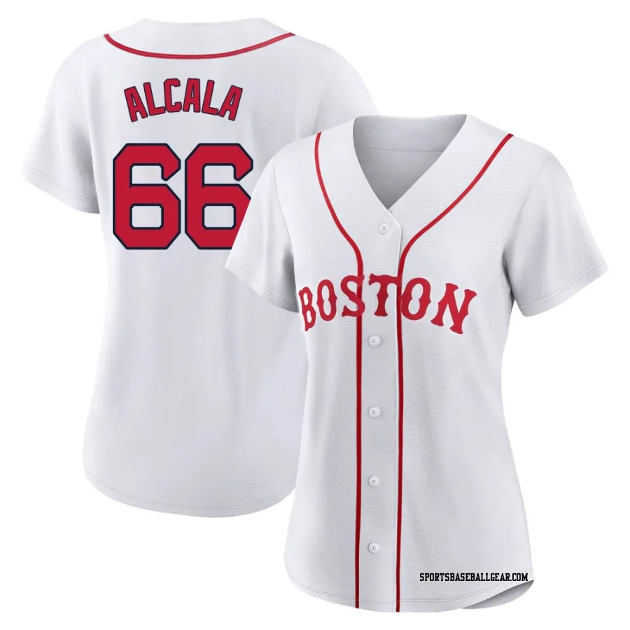 Jorge Alcala Women's Boston Red Sox White Authentic 2021 Patriots' Day Jersey