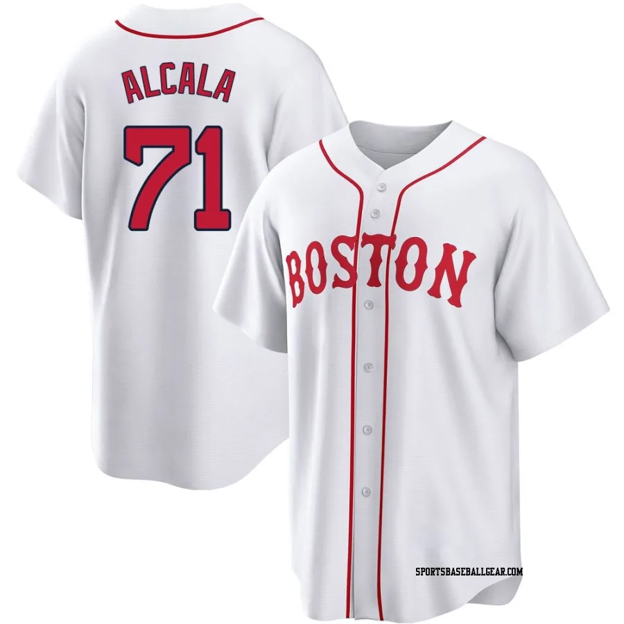 Jorge Alcala Youth Boston Red Sox White Replica 2021 Patriots' Day Jersey