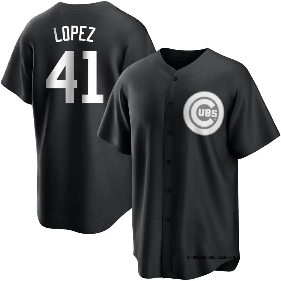 Jorge Lopez Men's Chicago Cubs Black/White Replica Jersey
