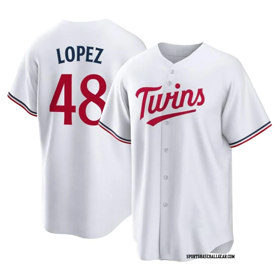Jorge Lopez Youth Minnesota Twins White Replica Home Jersey
