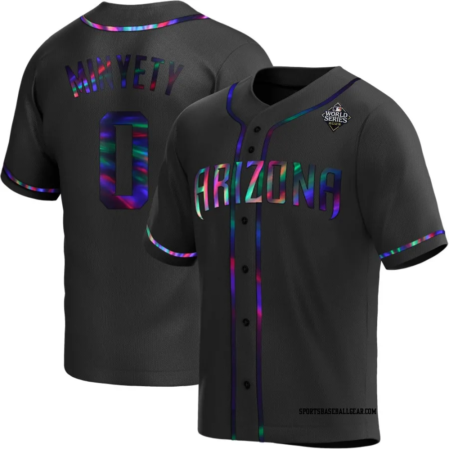 Jorge Minyety Men's Arizona Diamondbacks Black Holographic Replica Alternate 2023 World Series Jersey