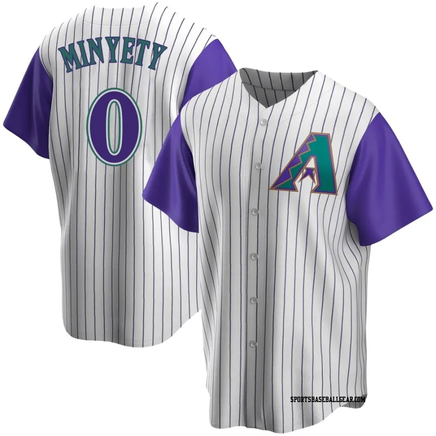 Jorge Minyety Men's Arizona Diamondbacks Cream/Purple Replica Alternate Cooperstown Collection Jersey