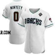 Jorge Minyety Men's Arizona Diamondbacks White Authentic Teal Alternate 2023 World Series Jersey
