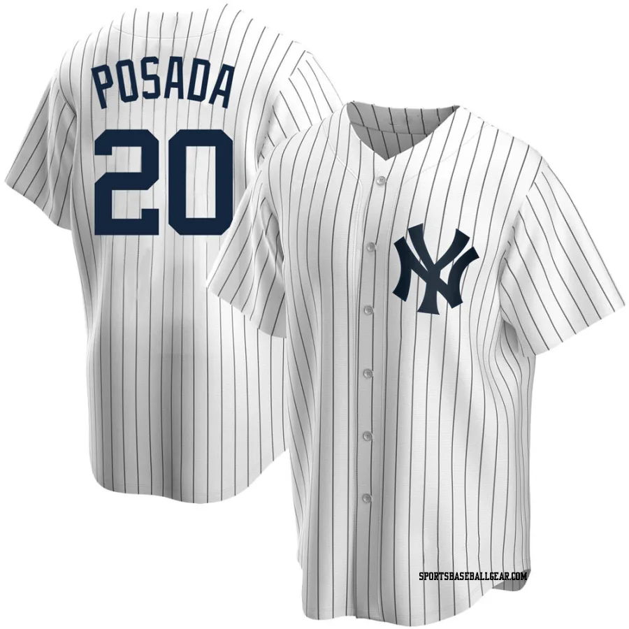 Jorge Posada Men's New York Yankees White Replica Home Jersey