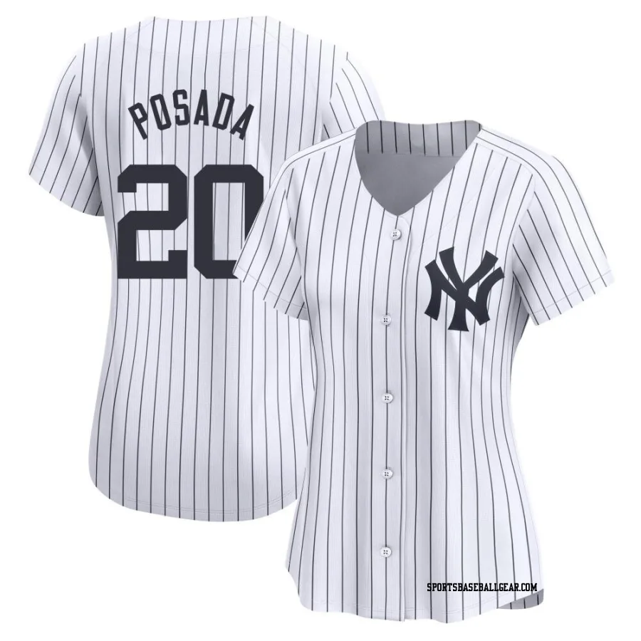 Jorge Posada Women's New York Yankees White Limited Yankee Home Jersey