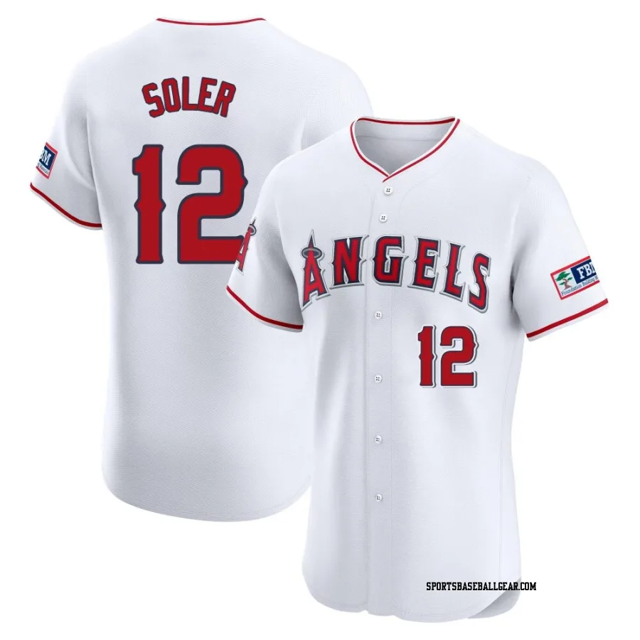 Jorge Soler Men's Los Angeles Angels White Elite Home Patch Jersey