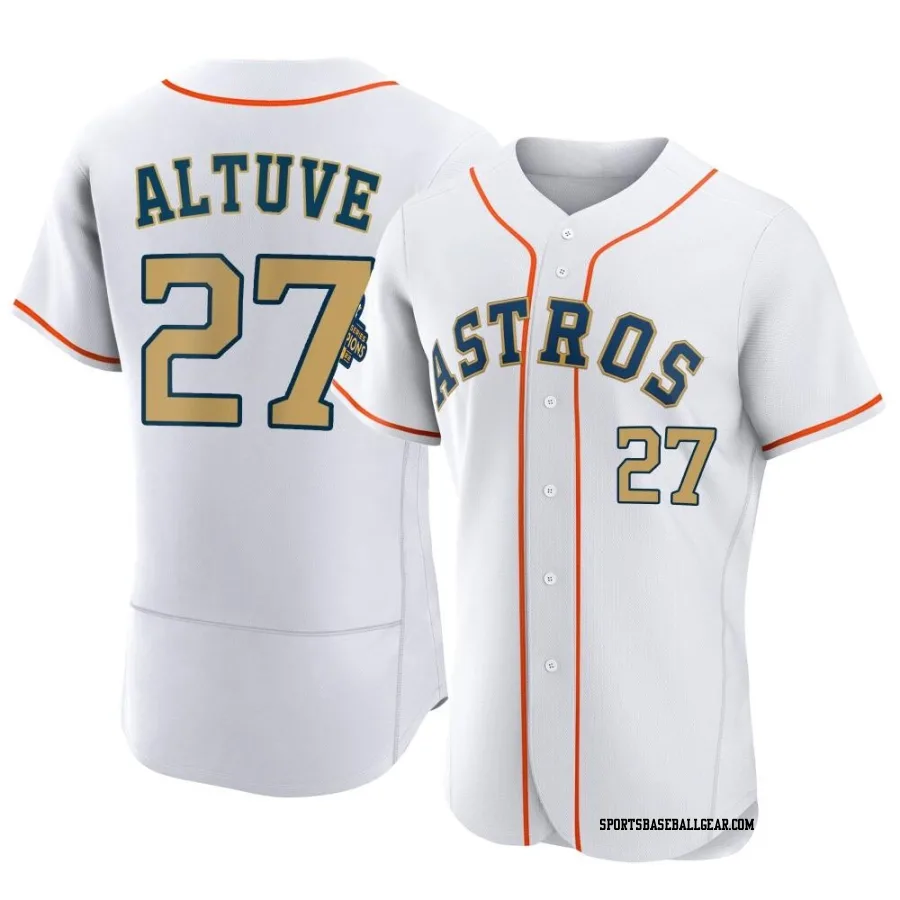 Jose Altuve Men's Houston Astros Gold Authentic White 2023 Collection Jersey