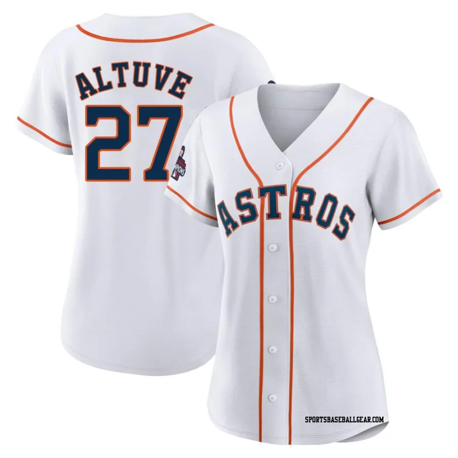 Jose Altuve Women's Houston Astros White Authentic 2022 World Series Champions Home Jersey