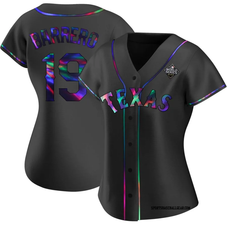 Jose Barrero Women's Texas Rangers Black Holographic Replica Alternate 2023 World Series Jersey