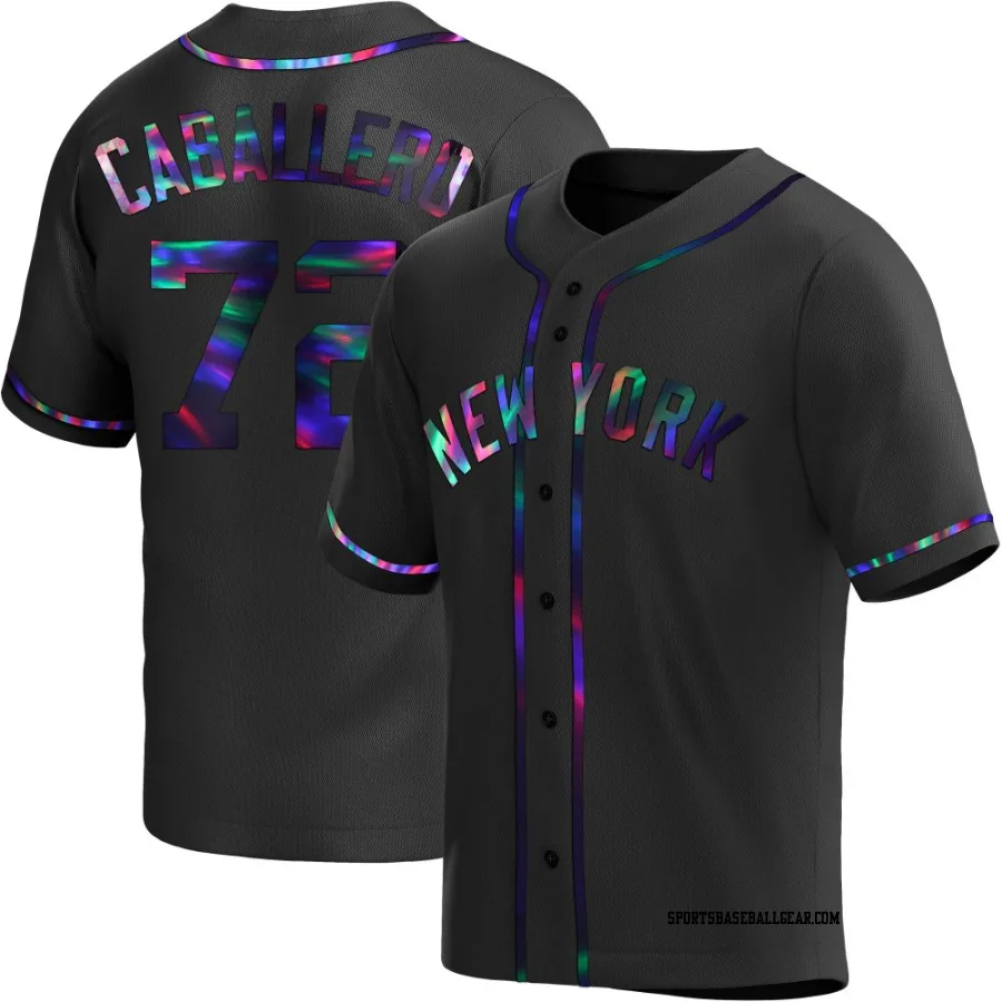 Jose Caballero Men's New York Yankees Black Holographic Replica Alternate Jersey