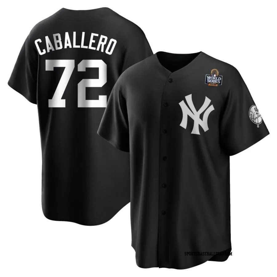 Jose Caballero Men's New York Yankees Black/White Replica 2024 World Series Jersey