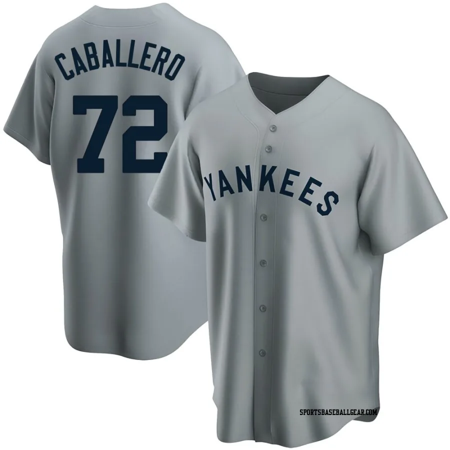Jose Caballero Men's New York Yankees Gray Replica Road Cooperstown Collection Jersey