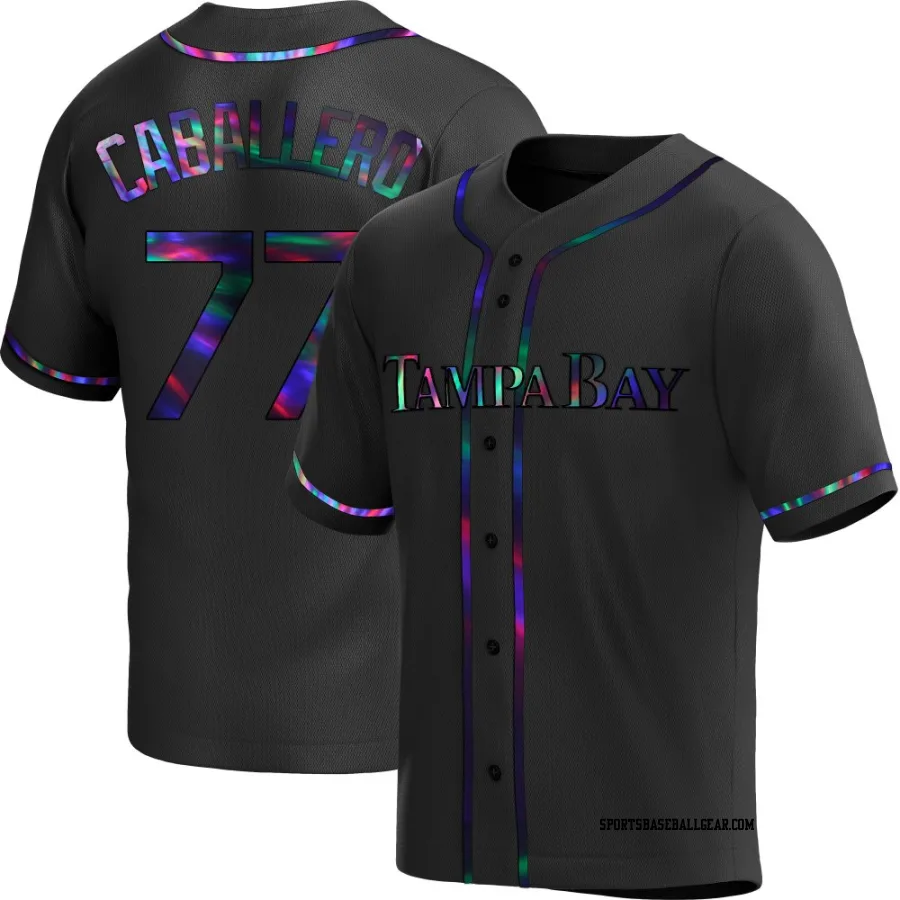 Jose Caballero Men's Tampa Bay Rays Black Holographic Replica Alternate Jersey