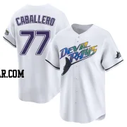 Jose Caballero Men's Tampa Bay Rays White Limited Throwback Cooperstown Jersey