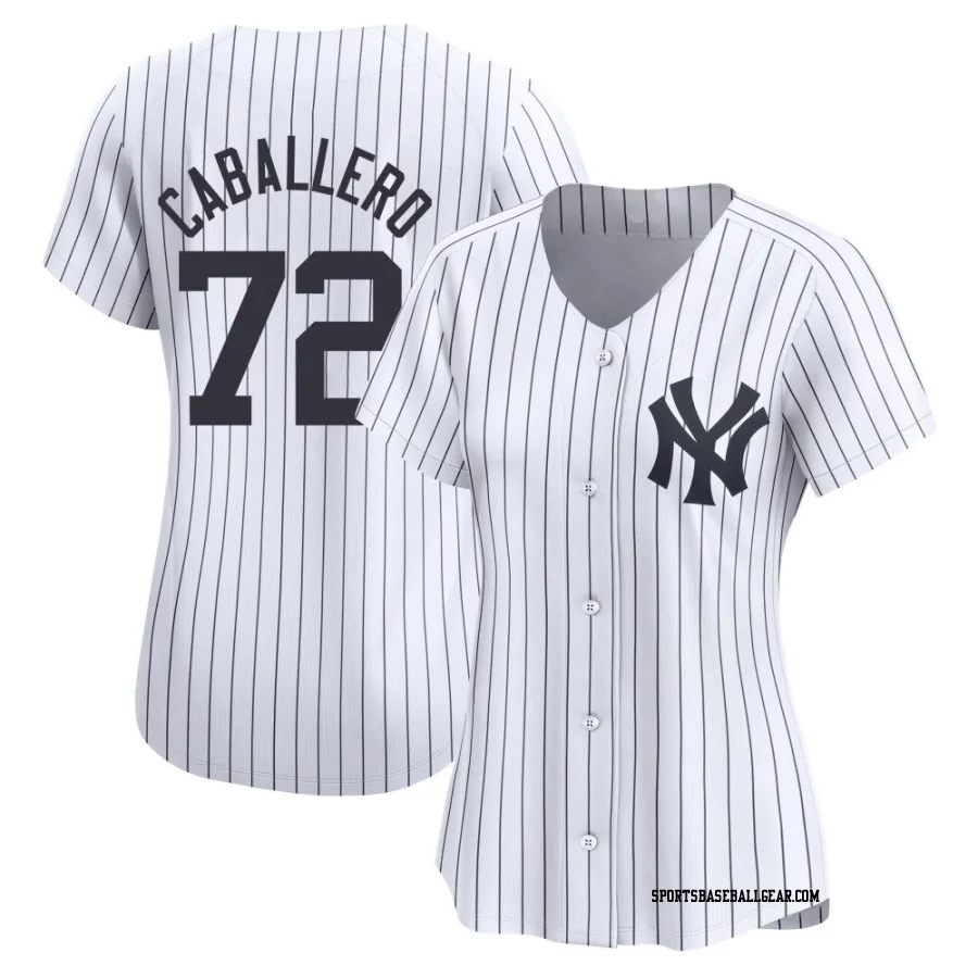 Jose Caballero Women's New York Yankees White Limited Yankee Home Jersey