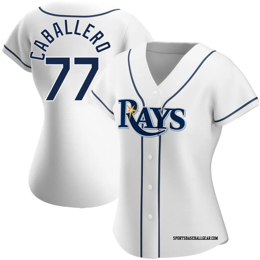 Jose Caballero Women's Tampa Bay Rays White Authentic Home Jersey