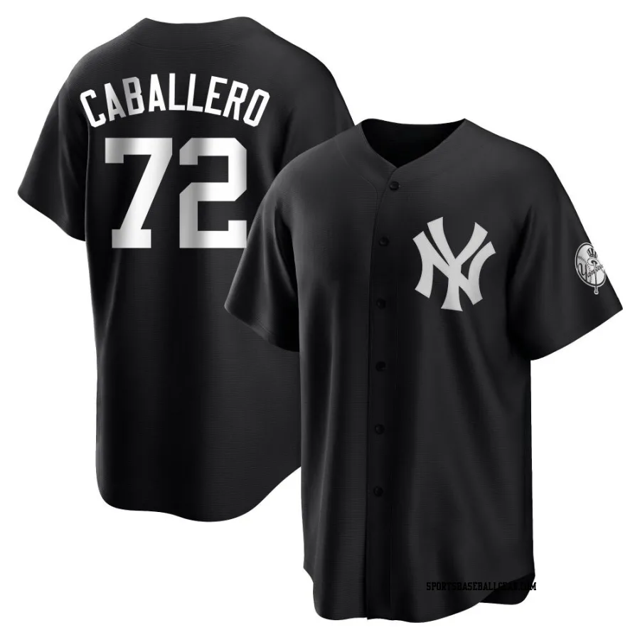 Jose Caballero Youth New York Yankees Black/White Replica Jersey