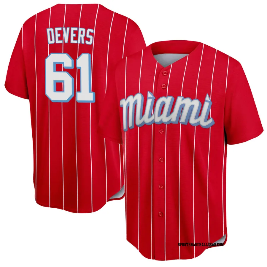 Jose Devers Men's Miami Marlins Red Replica 2021 City Connect Jersey