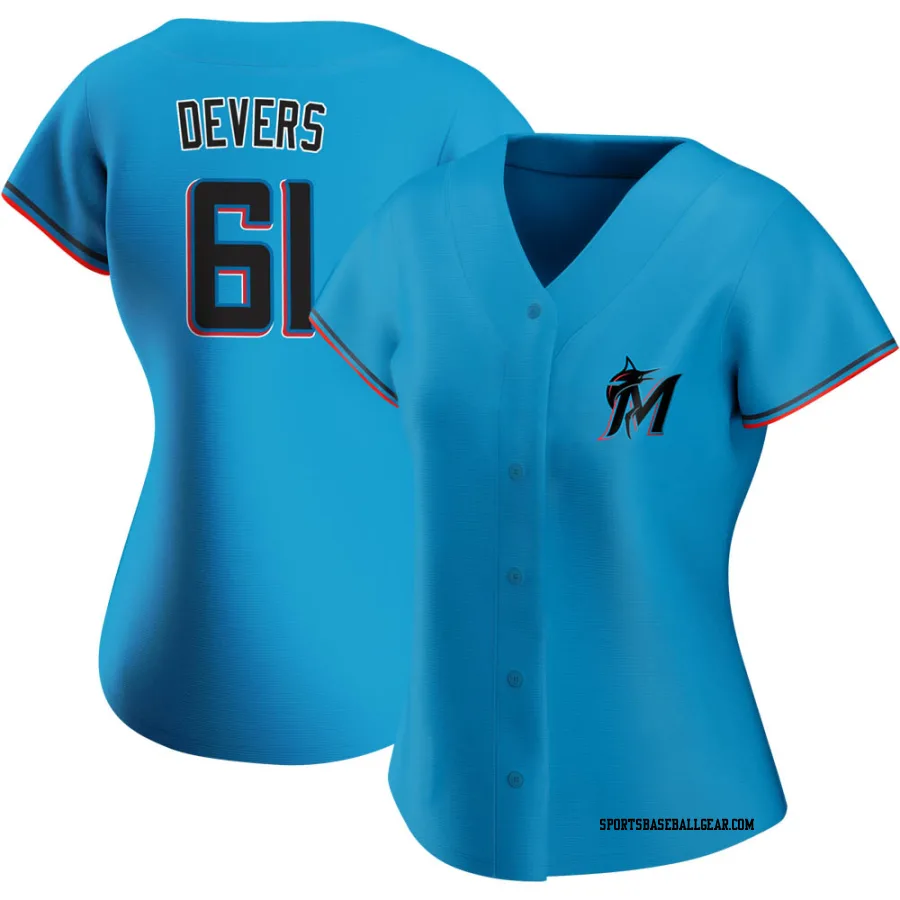 Jose Devers Women's Miami Marlins Blue Authentic Alternate Jersey