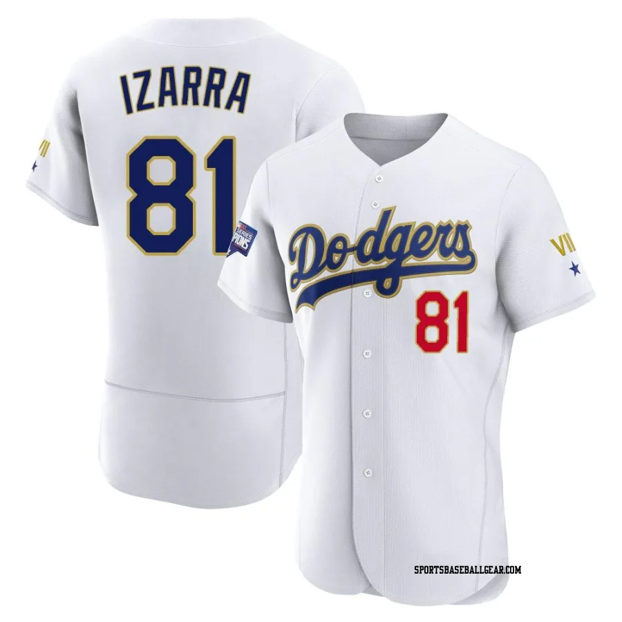 Jose Izarra Men's Los Angeles Dodgers White/Gold Authentic 2021 Gold Program Player Jersey