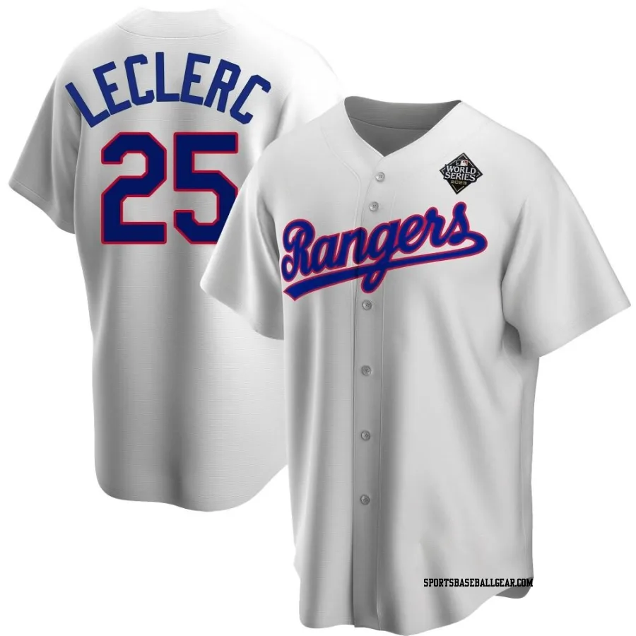 Jose Leclerc Men's Texas Rangers White Replica Home Cooperstown Collection 2023 World Series Jersey