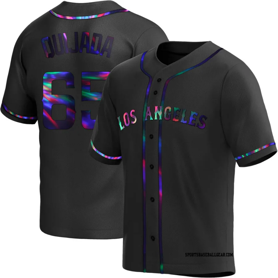Jose Quijada Youth Los Angeles Angels Black Holographic Replica Alternate Jersey
